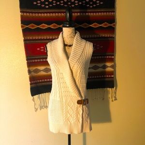 NWOT Lauren RL Cream Buckle Waist Sweater Vest